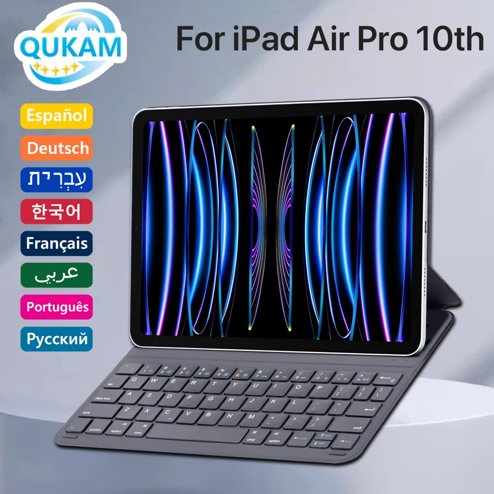 

QUKAM Magic Keyboard for iPad A16 2025 Bluetooth Wireless Keyboard for iPad Air 13 M3 M2 Air 4 5 6 Pro 11 12.9 iPad Case Stand