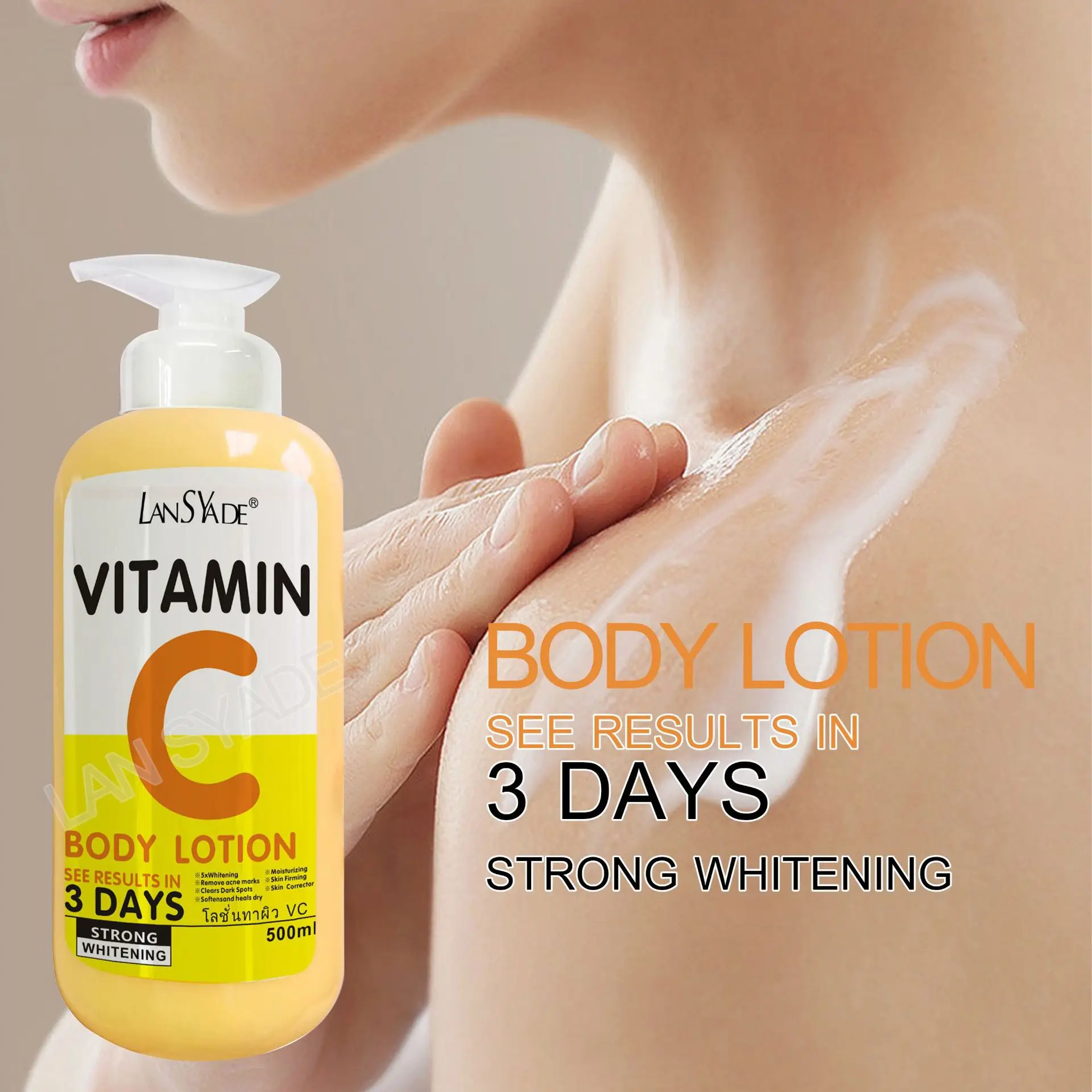 500mlAHA fruit acid VC body milk VE skin brightening moisturizing fading acne marks firming skin moisturizing milk Skincare - Image 6