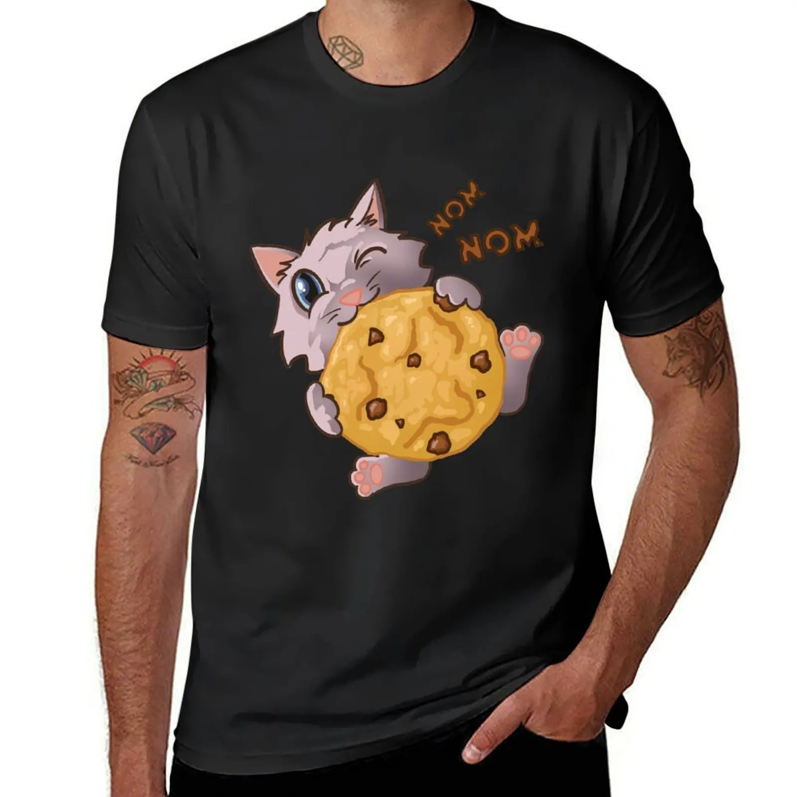 Cookie Kitten Nom Nom T-Shirt korean fashion plus size tops Blouse mens graphic t-shirts anime