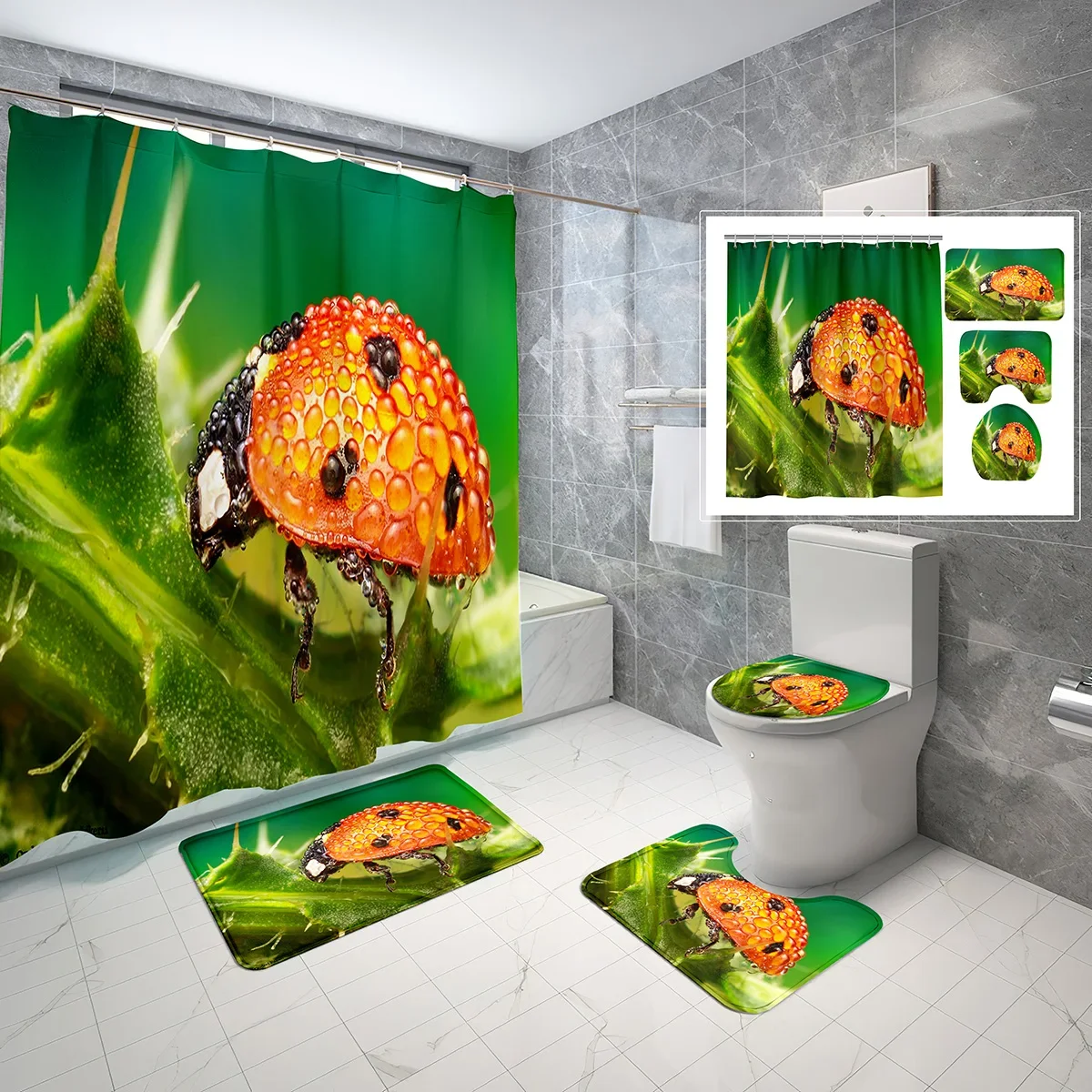 4 Pcs Macro Photography Shower Curtain Sets with Non-Slip Rugs Mat Toilet Lid Nature Dandelion In The Sunset Shower Curtain Set