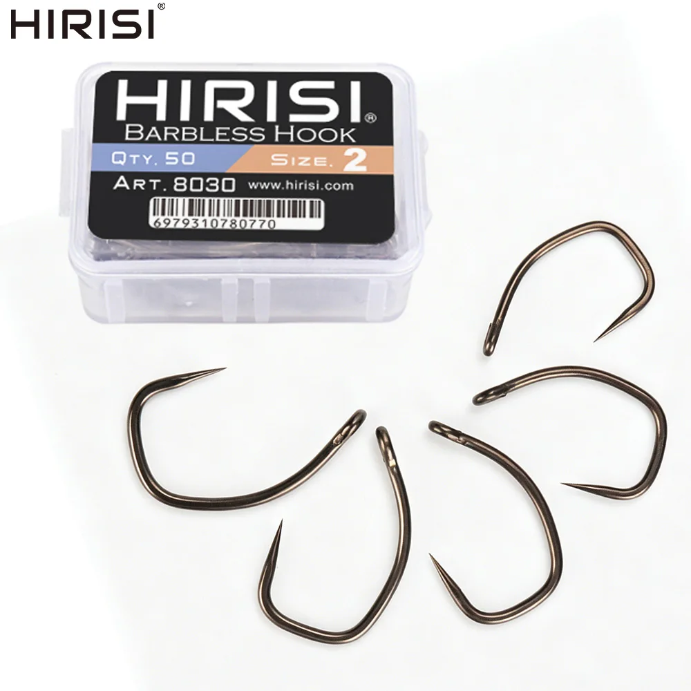 Hirisi 8030 100 Stück PTFE-beschichtete Angelhaken aus Hochkarbon-Edelstahl Rostfrei Scharfe Spitze mit Öse für Angelzubehör