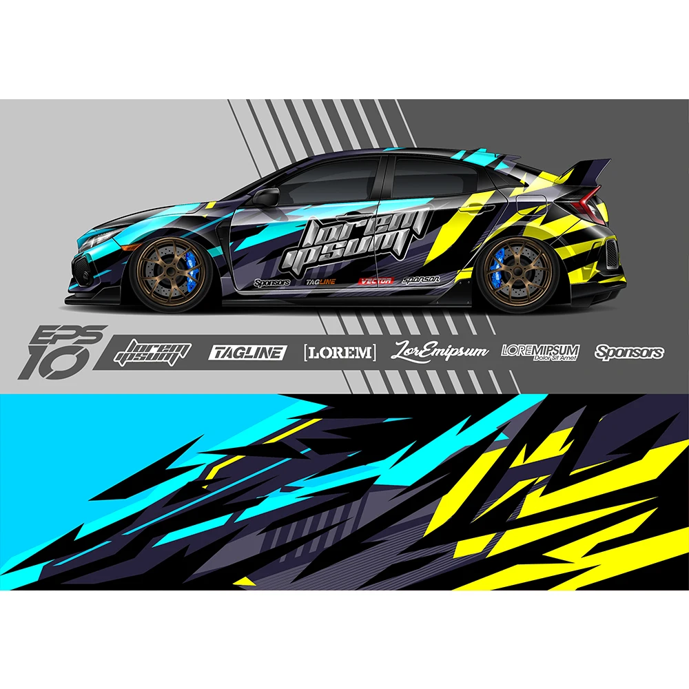 Blue and Black Stripes Full Body Racing RV Graphic Decals Vinyl Wrap Camo Custom Size Color Changing DIY Car Full Wrap 400*100cm