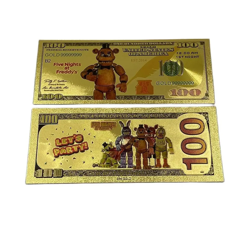 24k Horror Game FNAF-Five-nights-At-Freddys Game Anime gold banknotes cartoon cards For Fans souvenir gift