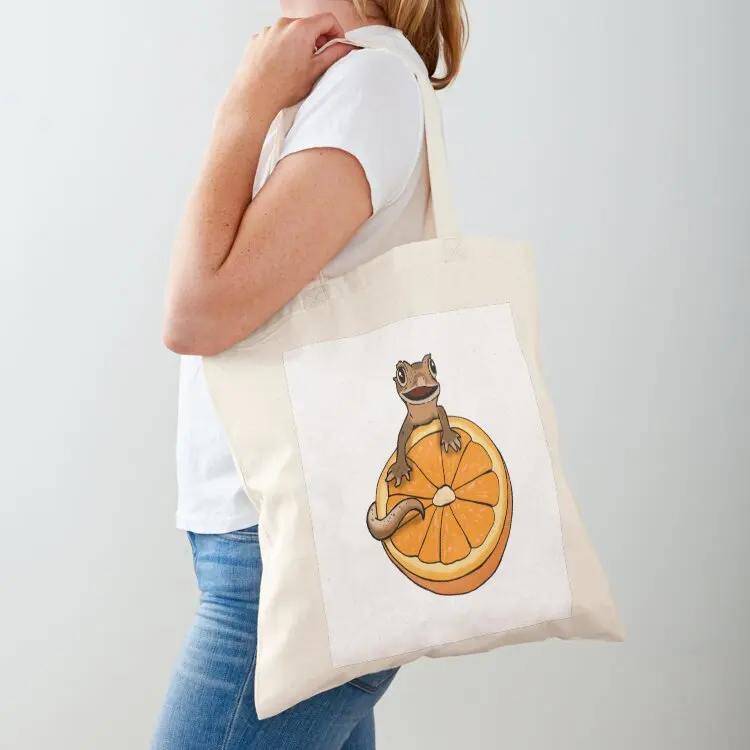 

Crested Gecko and Orange, Cute Gecko, Happy Gecko, Cresties Tote Bag handbag ecological bags tote bags men Candy bags