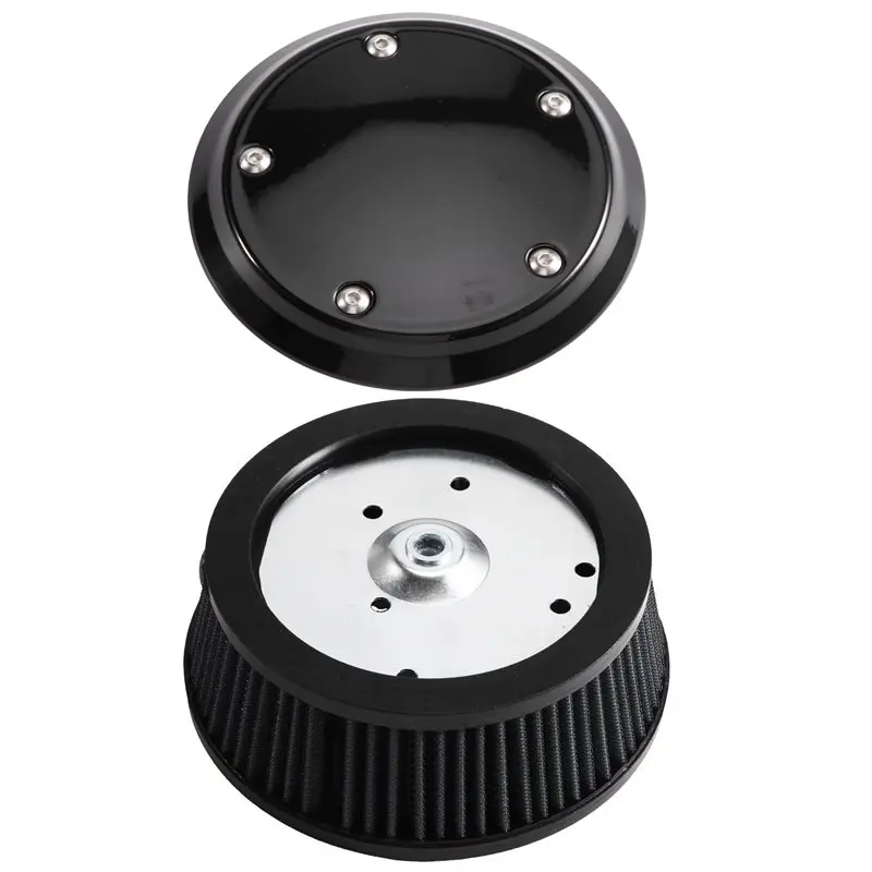 A11M-Black Air Cleaner Cove& 6-Hole Filter For Dyna Softail Touring 1999- 2016 Motorcycle Trike 08- 16