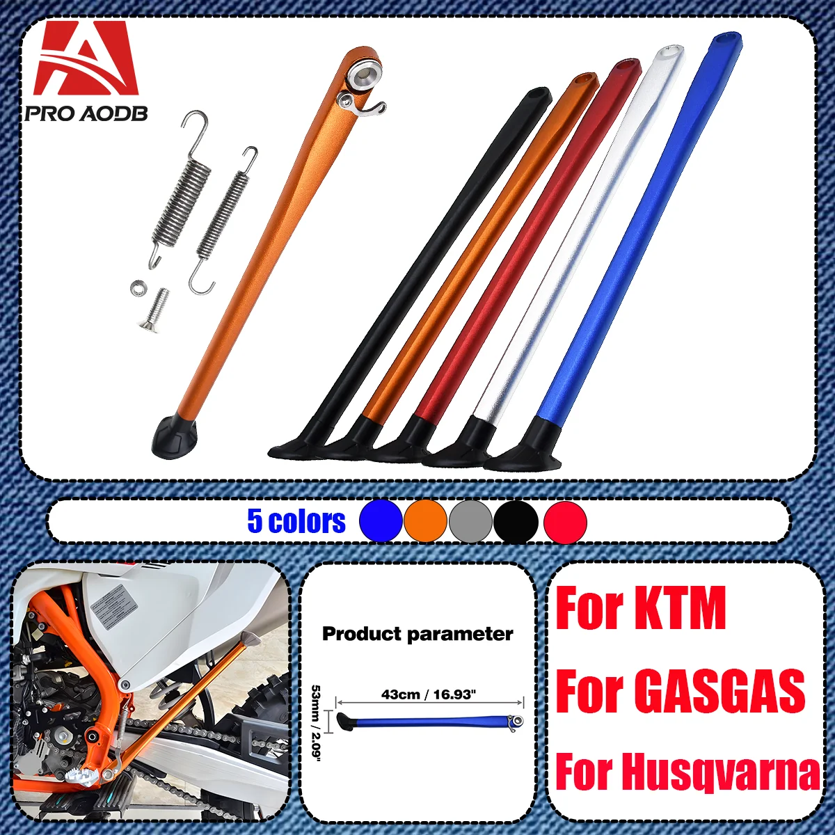 

Motorcycle CNC Parking Side Stand Kickstand With Spring Kit For Husqvarna TE FE TX FX KTM EXC EXCF XC XCF XCW SX SXF Six Days