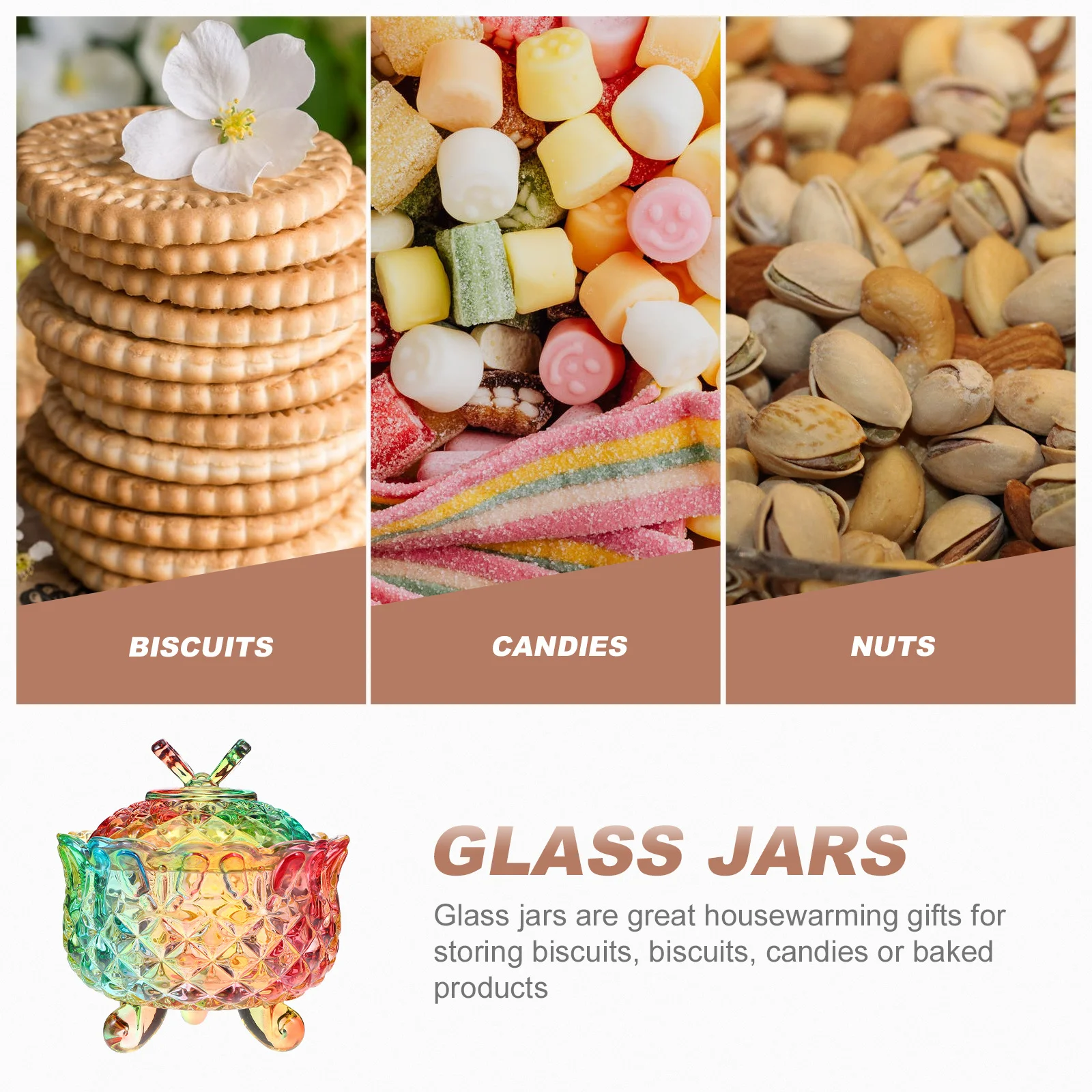 

1Pcs Crystal Glass Storage Container 280ml Decorative Candy Storage Compact for Birthday Wedding Candy Jar