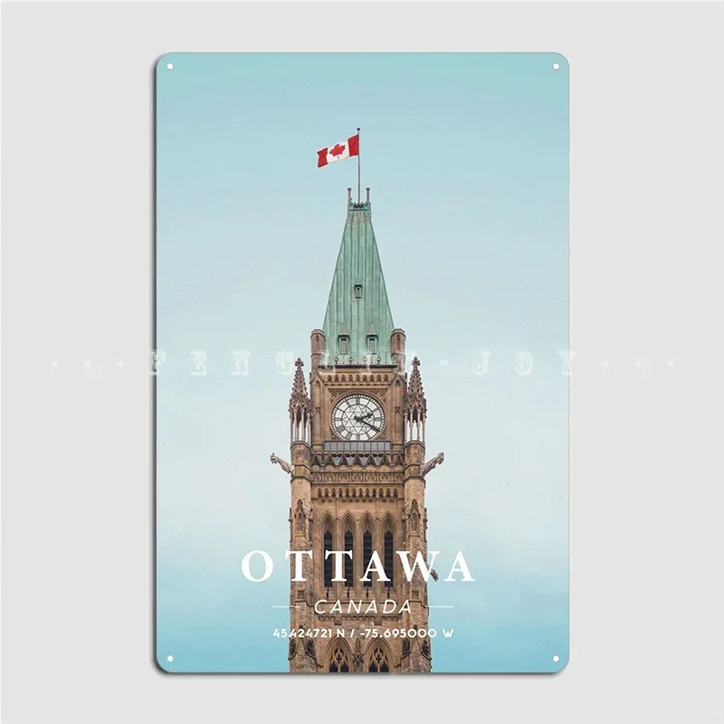 Ottawa Coordinate Art Poster Metal Plaque Club Home Kitchen Vintage Poster Tin Sign Posters Retro Cave Home Tavern