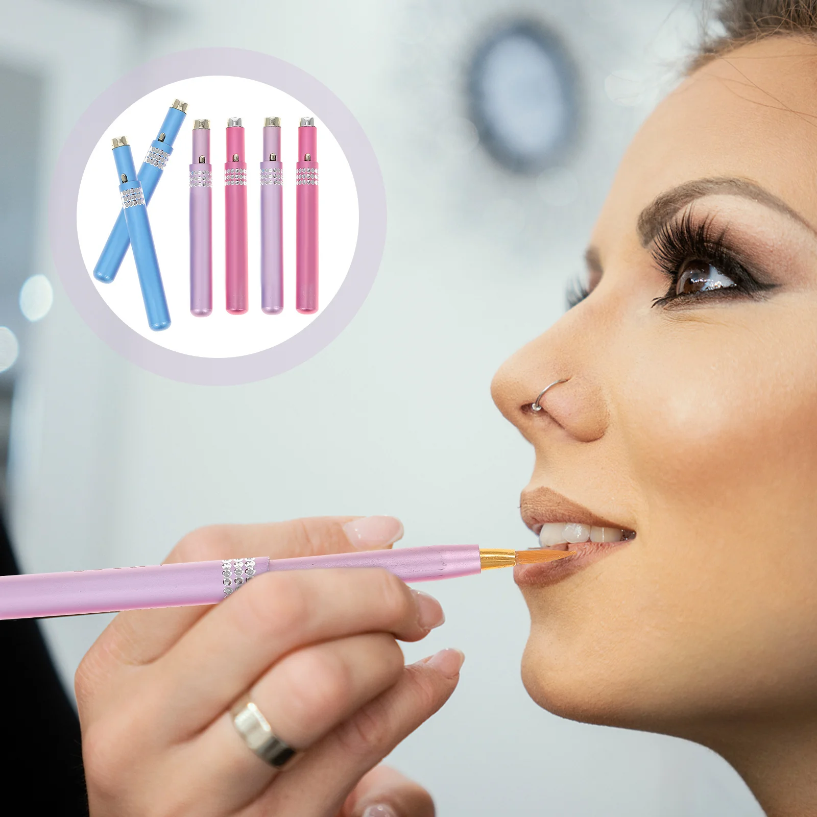 

6 PCS Lip Applicator - Portable Brush Retractable for Makeup Brushes