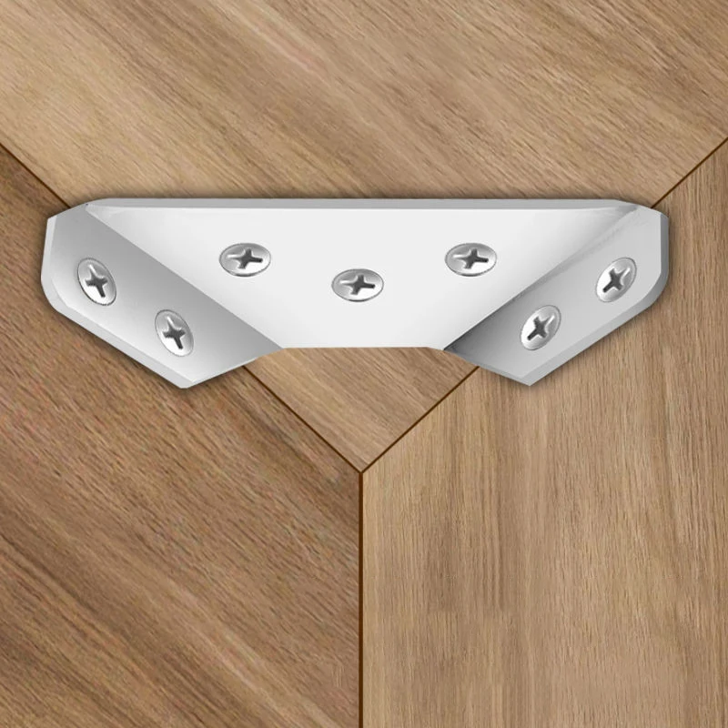 100PCS Corner Brackets Stainless Steel Furniture Angle Shelf Connector Cabinet Support Fixing Frame Corner Brace With Screw