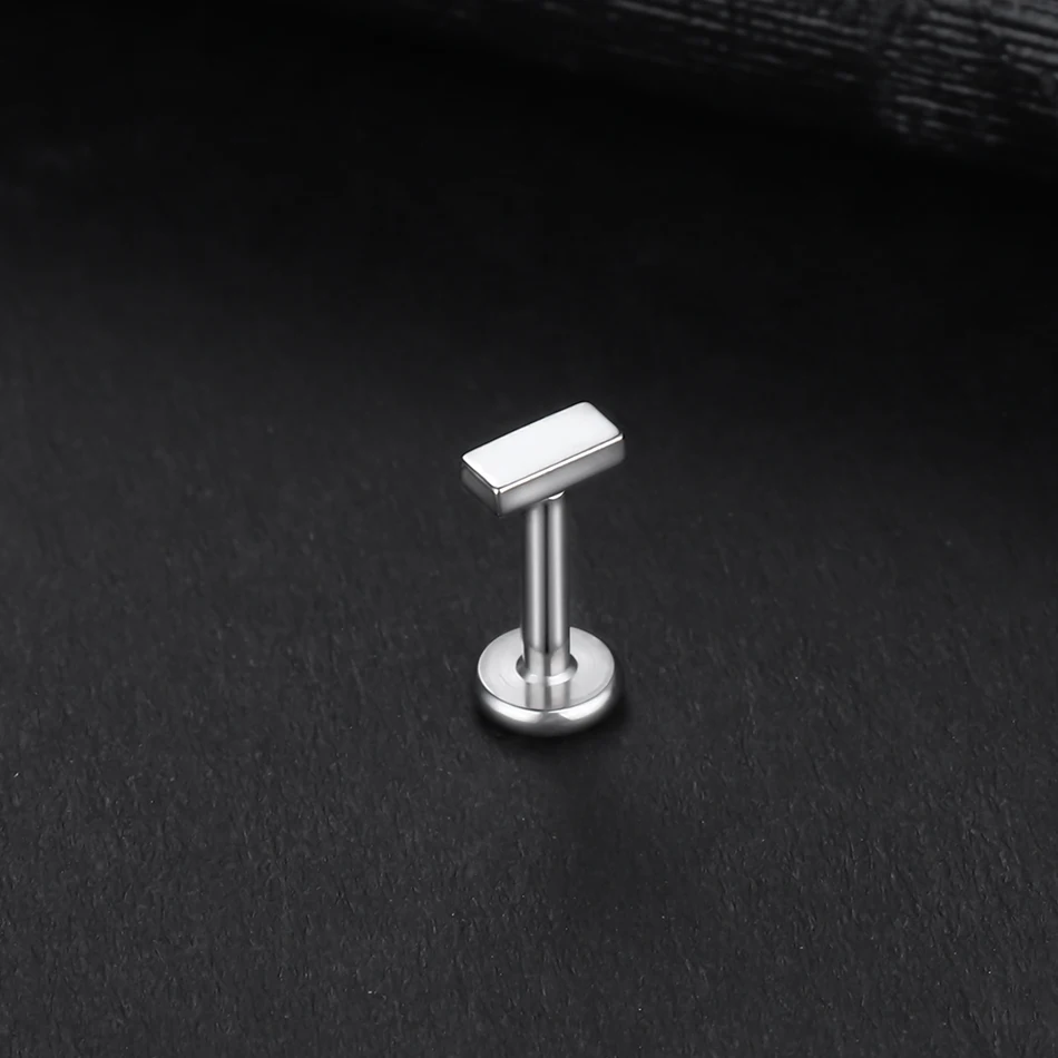 1 قطعة التيتانيوم داخليا الموضوع اللولب مونرو Labret الشفاه الأنف ترصيع مستطيل الشكل الزنمة الغضروف أقراط للرجال النساء 16 جرام