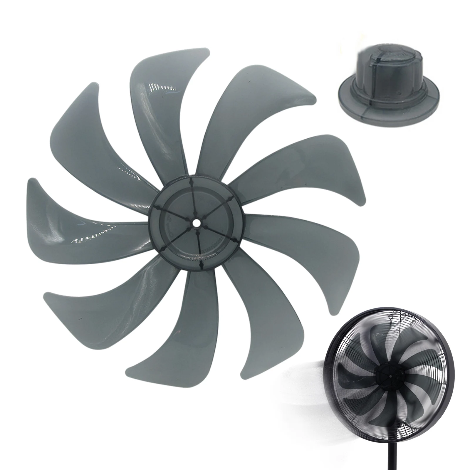 Nine-blade Fan Accessory Set Comprising Bracket And Nut Cover For 14 Inch / 355mm Floor Fans Built With PP Plastic