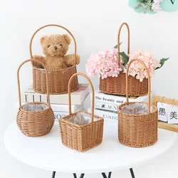 Gift Basket Woven Flower Basket Handmade Flower Basket For Home Wedding Decor Picnic Storage Baskets Rattan Storage Basket