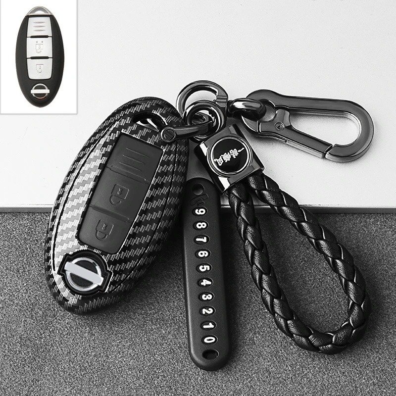 Car Key Cover Case ABS Carbon Fiber Silica gel For Nissan Qashqai J10 J11 X-Trail t31t32 kicks Tiida Pathfinder Murano Note Juke