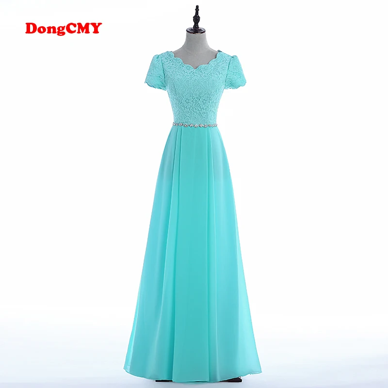 DongCMY New Arrival Evening Dress Formal Long Plus Size Vestidos Neckline Robe De Soiree Short-Sleeves For Women Dresses