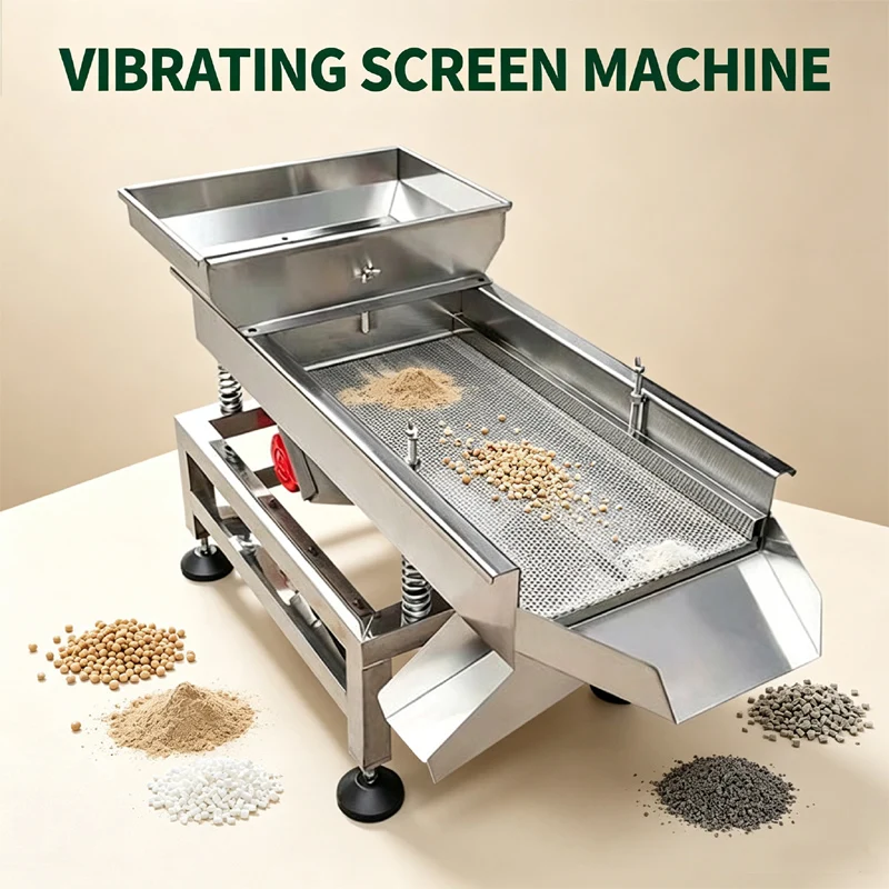 Stable Operation Linear Vibrating Screen Machine Electric Stainless Steel Separator For Grain Powder Tea Seafood Melon Seed