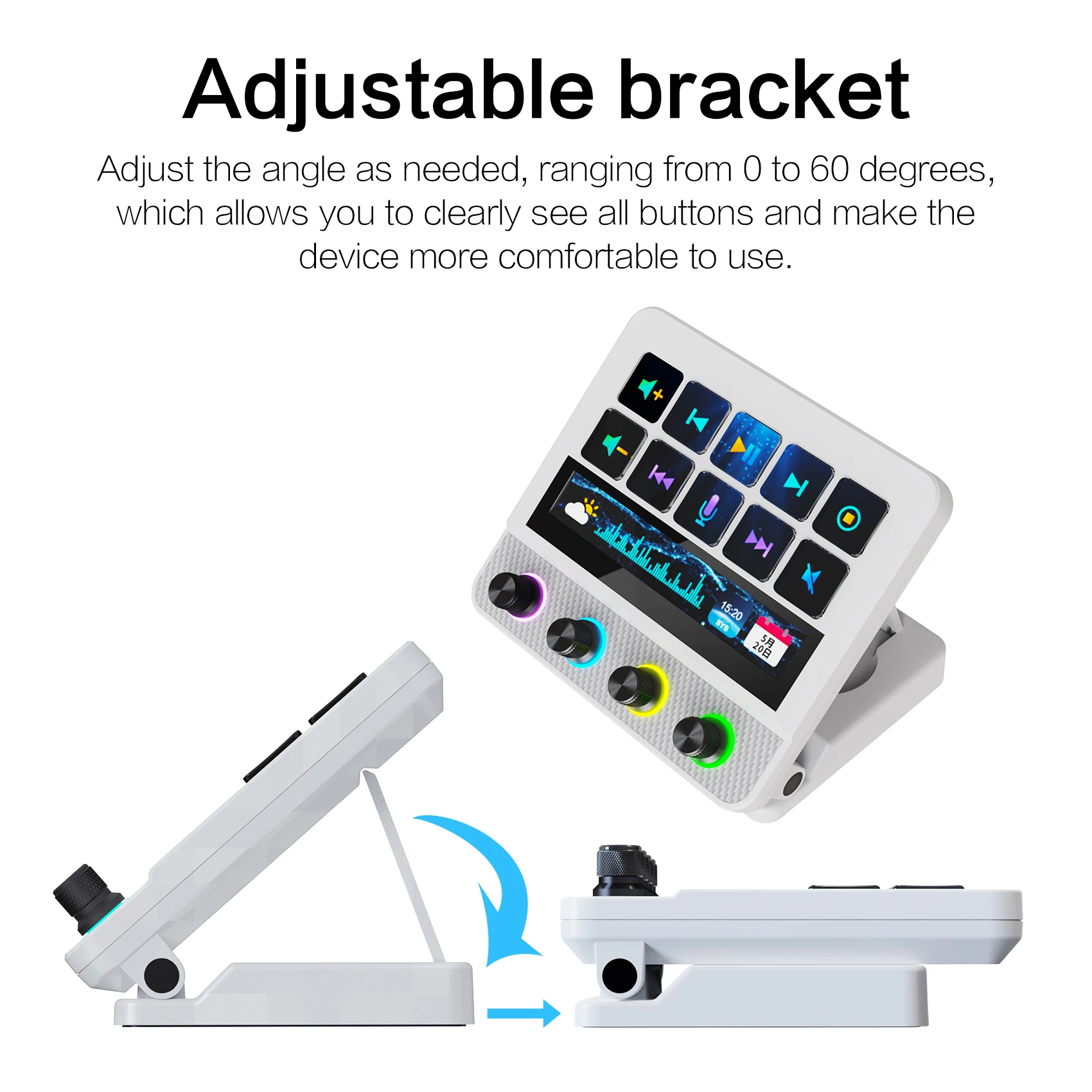 Mirabox N4 Pro 10-Key Visual Stream Deck with RGB Knobs, Macro Pad