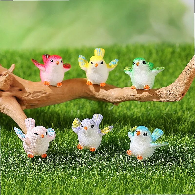 100pcs Wholesale 3D Resin Mini Birds Fairy Garden DIY Accessories for Keychain Jewelry Dollhouse Decor