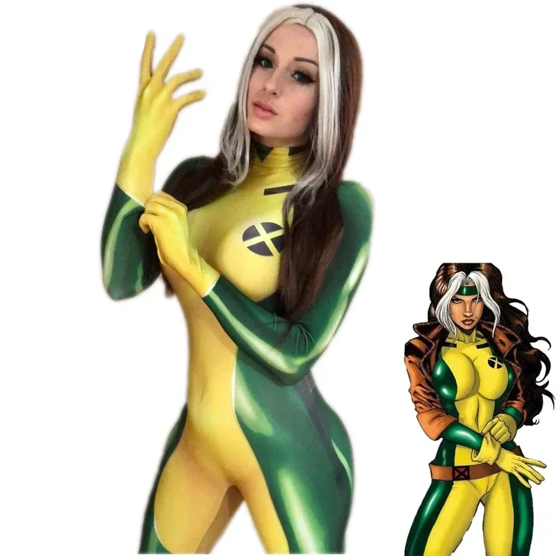 Anna Marie Rogue Cosplay Costume Zentai Suit Game Girls Woman Female Bodysuits Halloween Kids Adults Jumpsuits MN9