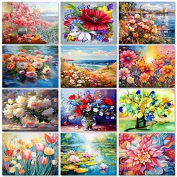 SDOYUNO Diy Painting By Number For Adults Kits Flowers Acrylic Paint Set Handwork Diy Gift Wall Art Picture With Numbers Wall De