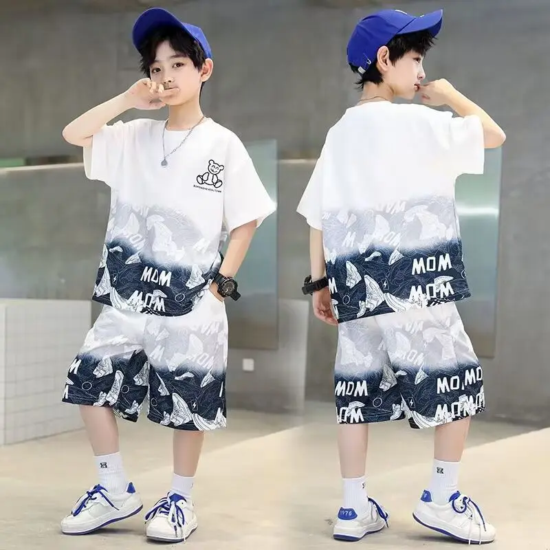 

2023 Handsome Boys' Quick Drying Clothes - Summer Sports Short Sleeved Suit for Middle and Large Children