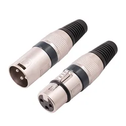 3Pin XLR Connector Zinc Alloy Shell Color Circle Large Three Core Balanced XLR Male Female Set DIY Audio Plug Audiophile Video