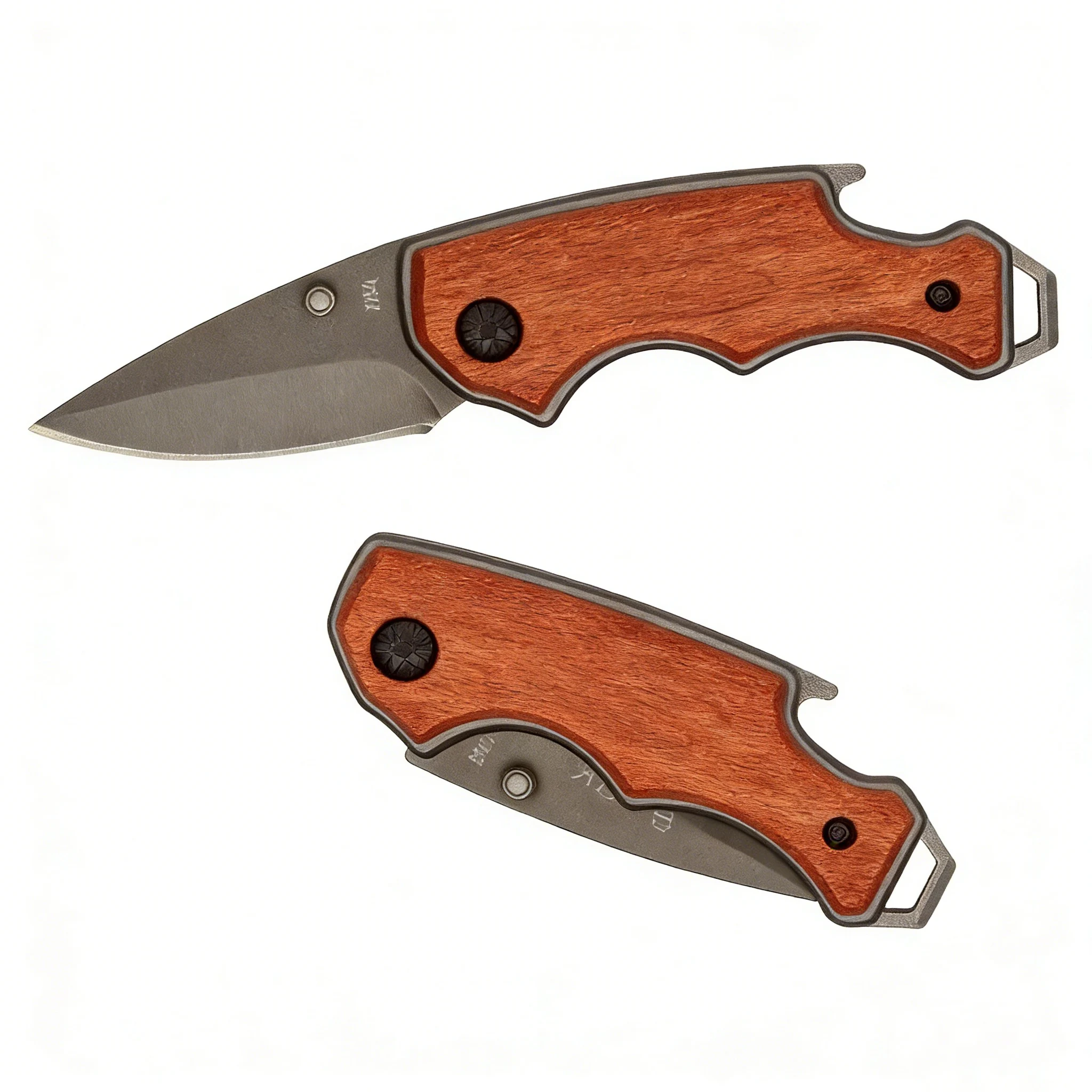 Rosewood folding knife Multifunctional sharp knife Portable mini folding knife with bottle opener EDC tool