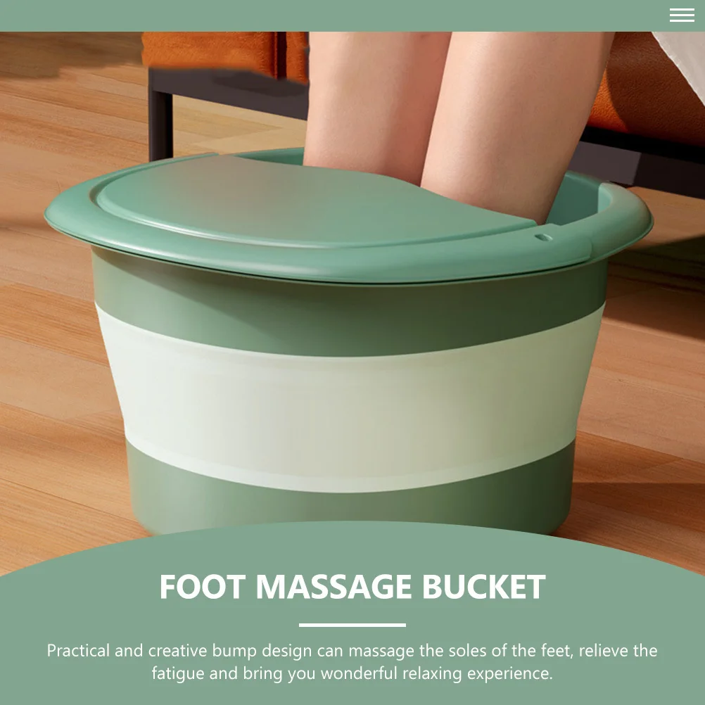 

1Pcs Portable Foldable Foot Soaking Bucket Green Foot Bath Basin Massage Barrel Circulation Basin Feet Washing Barrel