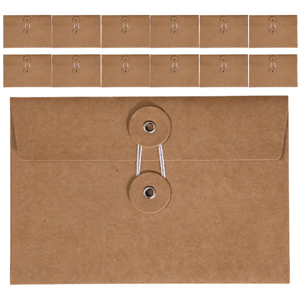 

20Pcs Vintage Document Envelopes Kraft Paper File Bags with String Tie for Office Study Travel Document Storage Envelope Folder