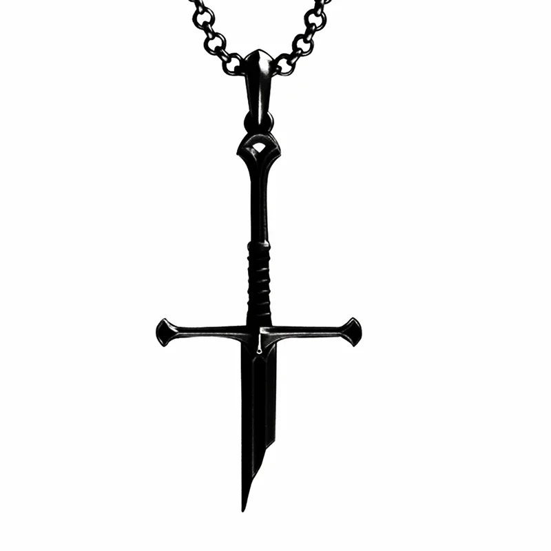 Gothic Silver/black Broken Sword Cross Pendant Necklace Jewelry