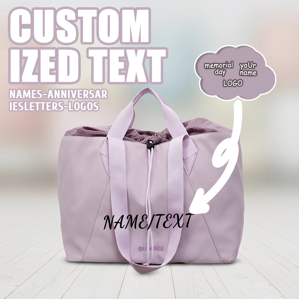 

Высококачественная женская большая сумка с логотипом на шнурке, большая вместительная сумка, пригородная сумка, сумка через плечо, персонализированная сделай сам