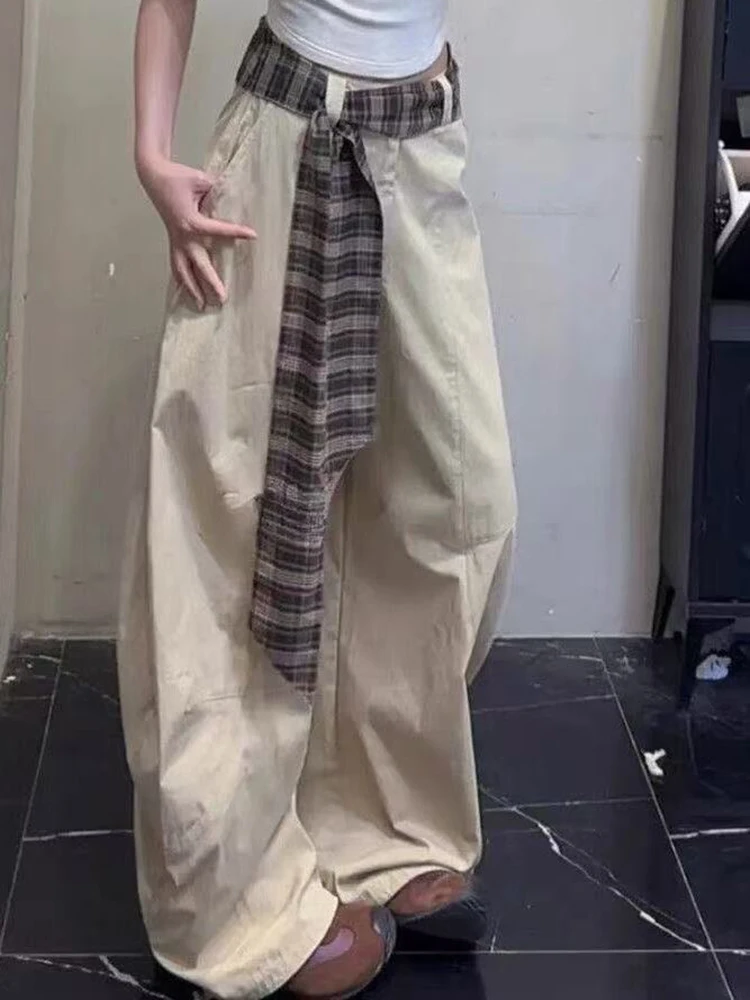 

Streetwear Women Wide Leg Pants Casual Bandage Trousers New Bottoms High Waist Loose Fashion Korean Thin Pantalon Femme