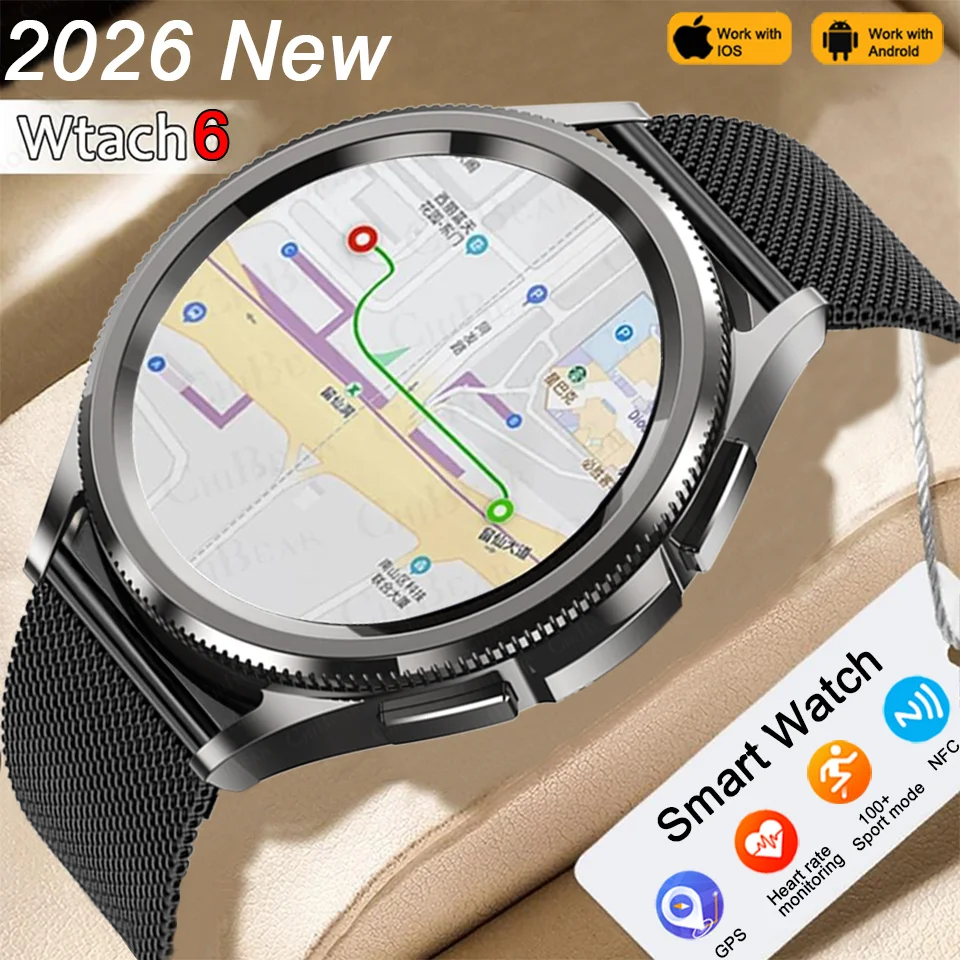 2026 Neue Watch 6 Classic Smartwatch für Damen, modisch, mit Bluetooth-Anruf, Sprachassistent, Gesundheitsüberwachung, kompatibel mit Android und iOS, Smartwatch für Herren