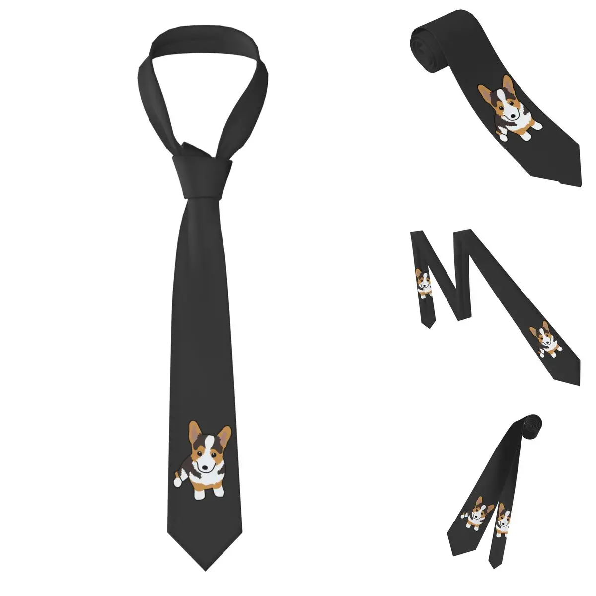 Pembroke Welsh Corgi Necktie for Men Silk Polyester Slim Neck Ties Party Suits Tie Casual Gravatas