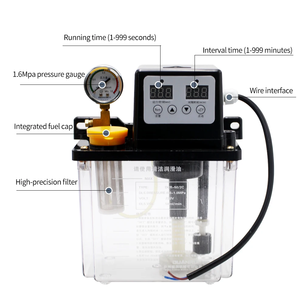 Bomba de aceite lubricante automática, 0,5 l, 1L, 2L, lubricación electromagnética CNC