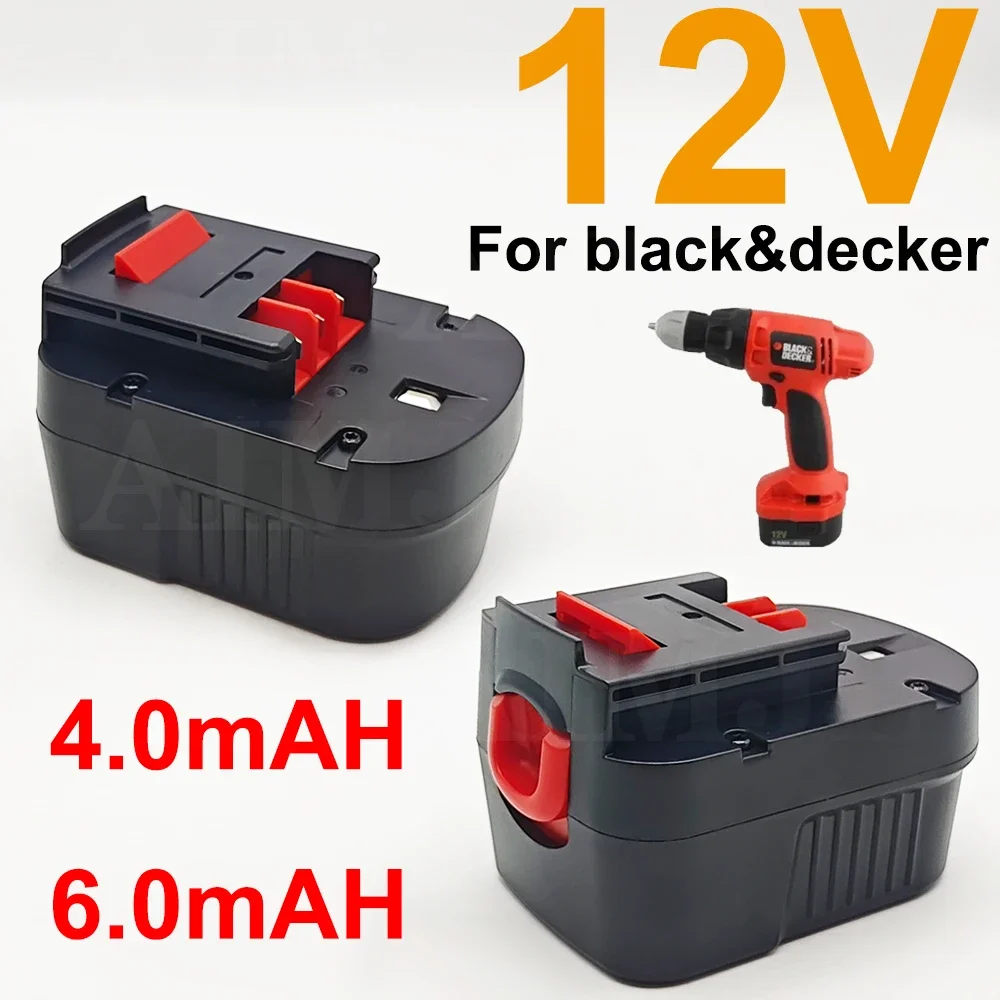 12V 6000mAh Rechargeable Tool Battery for Black&Decker HP12K HP12 A12 A12EX FSB12 FS120B A1712 Ni-MH Replacement Drill Battery