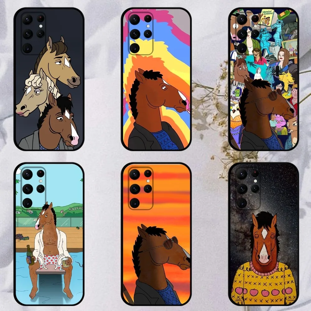 

Cartoon B-BoJack- Horseman Phone Case For Samsung S23,23,22,30,21,10,9,Note20 Ultra,Lite,Ultra,5G,Plus,FE,Black Soft Case