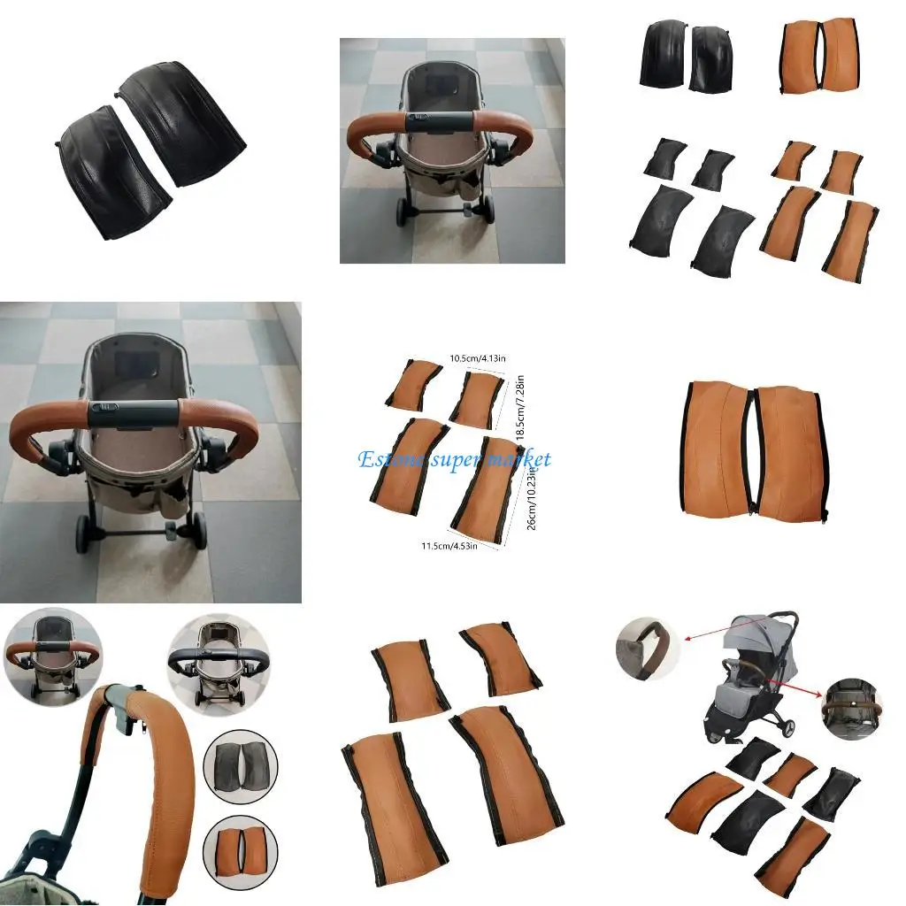 

090B 1 Set Baby Carriage Handle Cover Zippered Design Comfortable Focusing Padding
