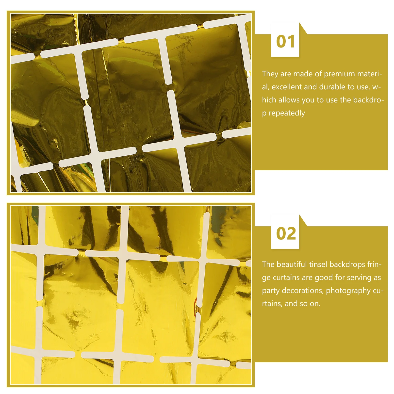 

2Pcs Wall Tinsel Fringe Curtain Doorway Decor Foil Backdrop for Party Decoration Birthday Wedding Graduation Ceremony