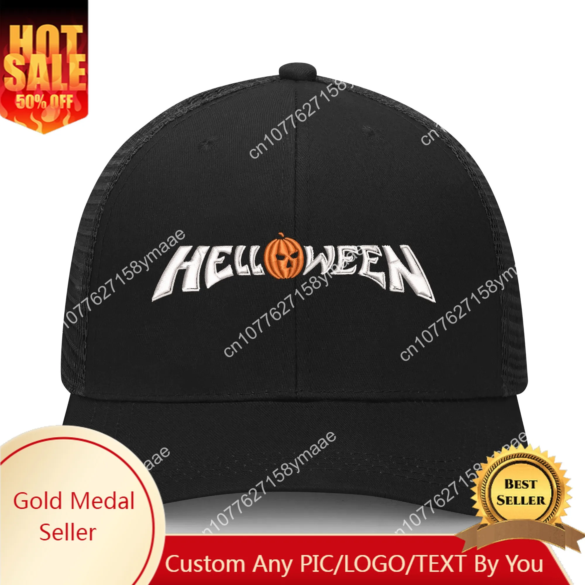 

Helloween Band Embroidery Hat Mens Womens Sports Baseball Hat Walls of Jericho Breathable Summer Headwear Custom Made Caps Logo