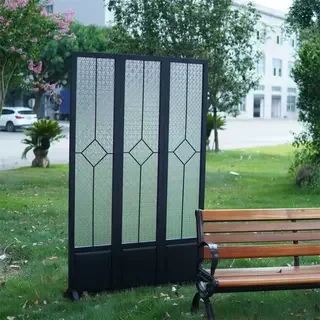 Begonia glass screen medieval solid wood French screen blocking living room entrance tempered glass movable background