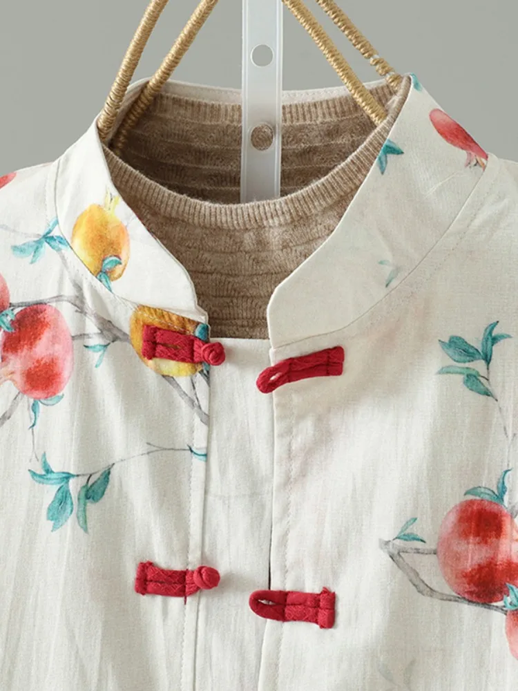 High-End Retro Linen Home Jacket Women's Handmade Buttoned Tea Clothing New Chinese Style Buddha Series Top for Autumn