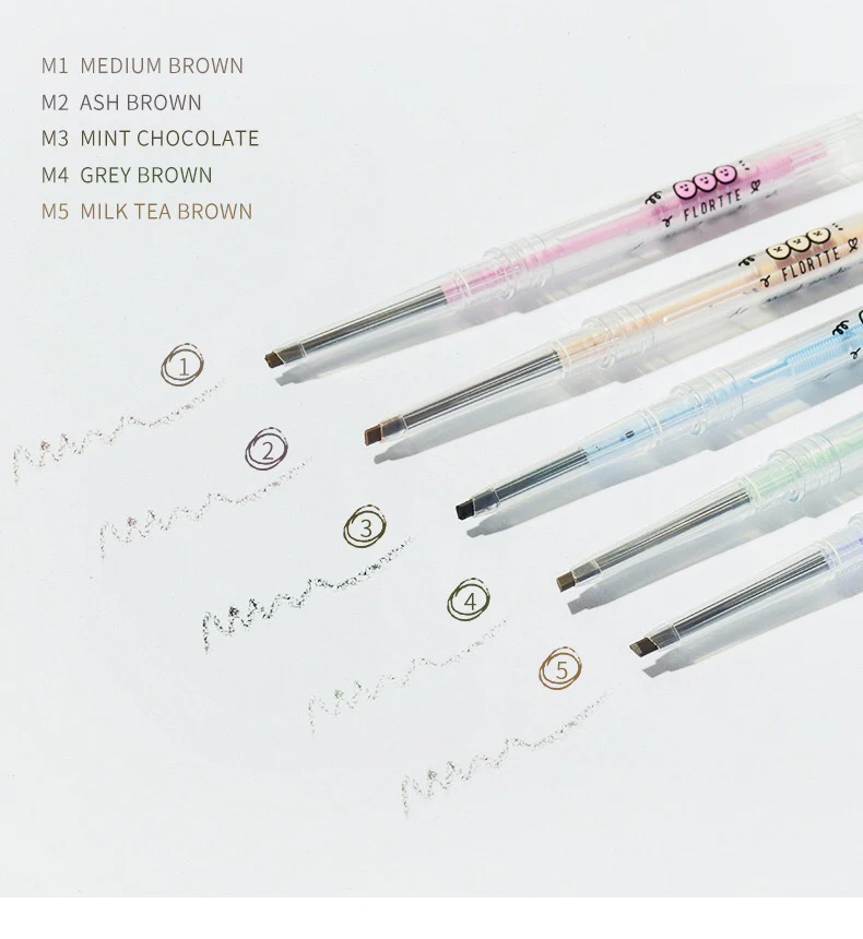 Flortte Eyebrow Pencil Moon Institute Double-head Superfine Waterproof Smudge-proof Eyebrow Pen With BrushMakeup Cosmetic