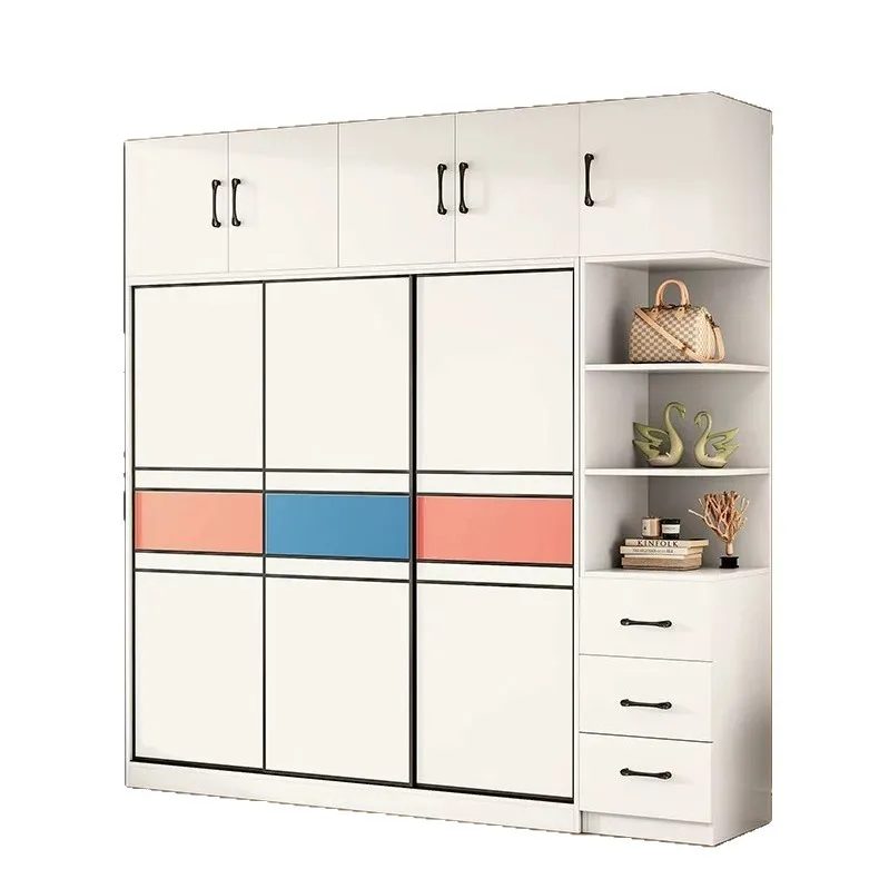 

Solid wood ecological board sliding door wardrobe household bedroom deepened 60cm large capacity storage wardrobe