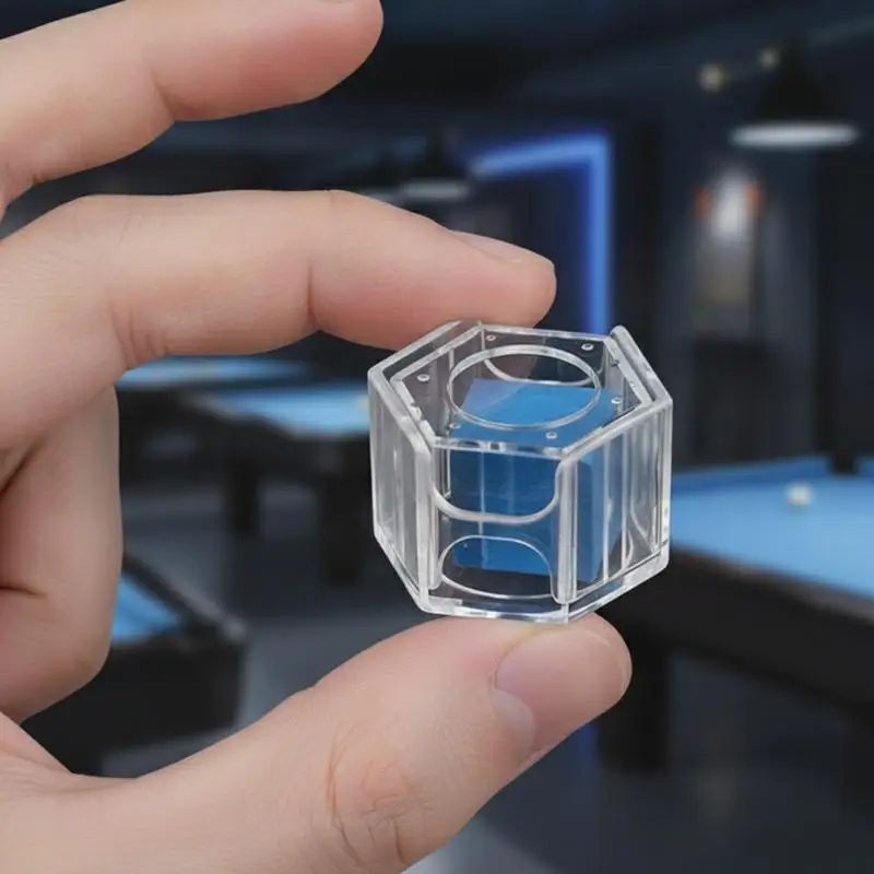 @*Dustproof 1Pc Acrylic Snooker Chalk Cube Holder Anti Fouling Portable Pool Chalk Box for Business Billiards Events