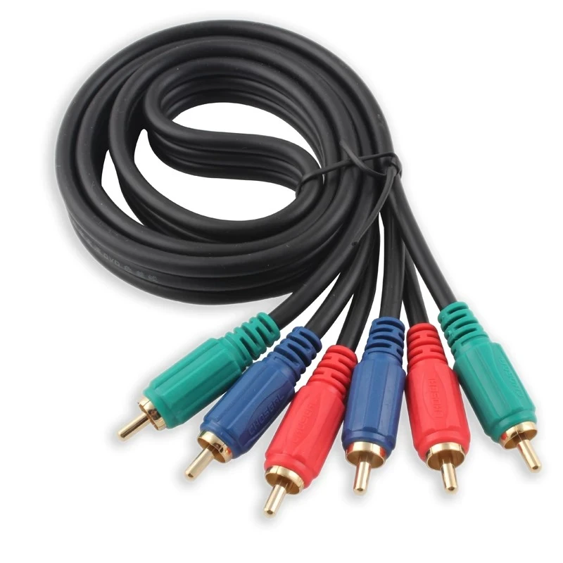 (2pcs) For Q762 Component Video Cable RGB YPbPr 24K Gold-Plated OFC Copper Core for DVD VCR TV Projector More Affordable