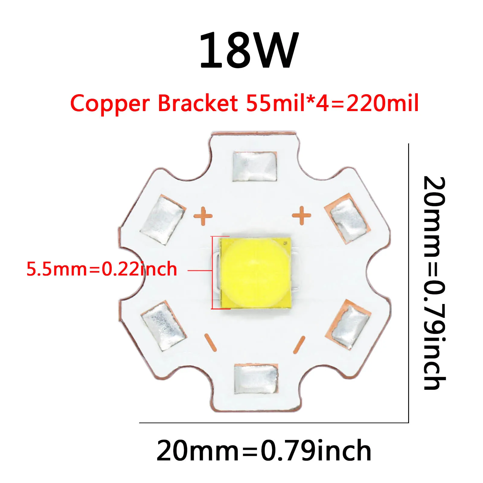 Imagem -04 - Diodos Brancos Frios Faça Você Mesmo para Tocha Lanterna Iluminação do Carro 3w 5w 10w 18w Dc3v 12 mm Grânulos de Led de Alta Potência 14 Milímetros 16 Milímetros 20 Milímetros