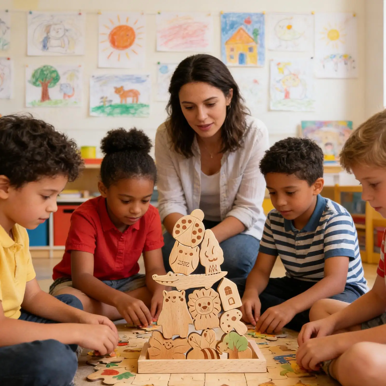 Practical Wood Tumbling Tower Animal Game for Party Games Outdoor Games for Adults and Family Fun Stacking Block Games