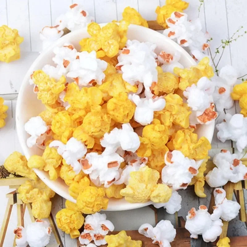 10Pcs/Lot Mini Resin Popcorn Ornaments, Imitation Popcorn Beads, Tiny Slime Fillers for DIY Craft Decorations