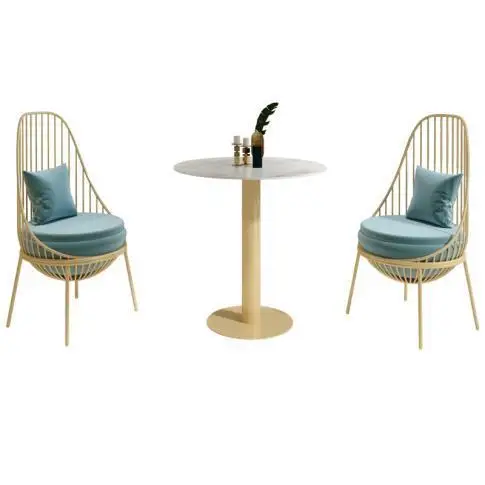 

Negotiate the combination of tables and chairs modern milk tea shop Sales office Reception tables and chairs Light luxury